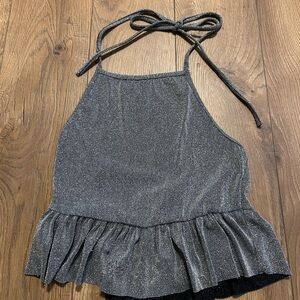 SHEIN Sparkling Silver Halter Camisole